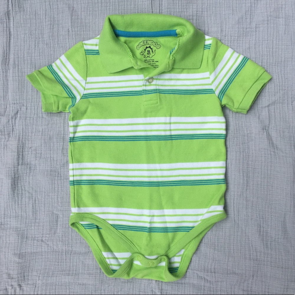 Green Striped Polo Onesie
